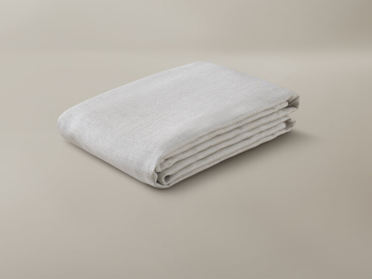 Savoir Herringbone Linen Duvet Cover in Oatmeal